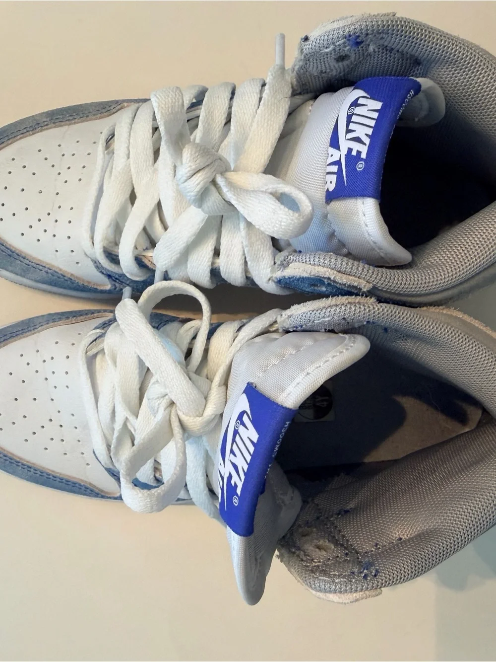 Jordan Kids High-Top Sneakers in Blue and White with Gray Swoosh